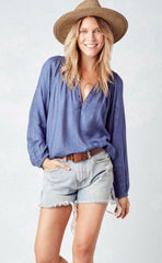 Nevada Slate Blue Lurex Striped Top