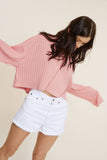 All The Way Pink Long Sleeve Crop Top