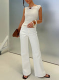 Buenos No Waist Low Rise Straight Leg Jeans White