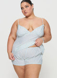 Tenderness Lace Sleep Set Blue White Stripe Curve
