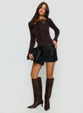 Chiqueeta Faux Fur Trim Knit Cardigan Brown