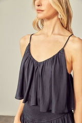 San Antonio Vintage Black Ruffle Romper