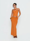 Star Fruit Ruched Waist Maxi Skirt Orange