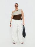 Past Life One Shoulder Top Brown / Stripe Curve
