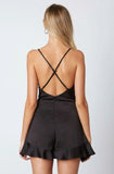 Cassidy Black Satin Wrap Skort Dress