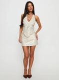 Brittanie Sequin Mini Skirt Cream