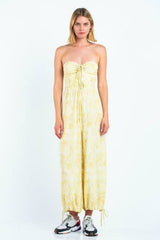 Porto Carra Snake Print Strapless Jumpsuit