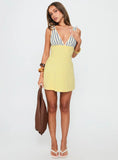 Aydenn Contrast Plunge Mini Dress Multi