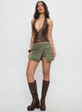 Generous Wrap Buckle Skort Washed Khaki