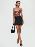 Dapple Bias Satin Mini Skirt Black