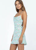 Celena Mini Dress White Blue Floral