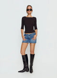 Baxon Low Rise Micro Denim Skort Mid Blue Wash
