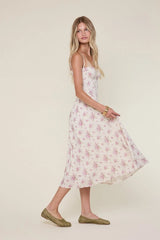 Phia Purple Floral Corset Midi Dress