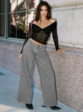 West Side Mid Rise Wide Leg Jeans Grey Wash
