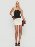 Nadya Satin Tailored Mini Skirt Champagne