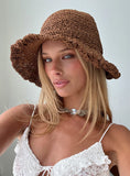 Dawnette Frill Detail Woven Hat Brown