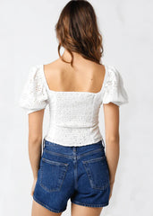 Carter White Eyelet Puff Sleeve Top