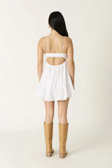 Esther White Twist Babydoll Mini Dress