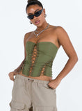 Eden Lace Up Corset Green