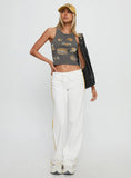 Elation Low Rise Straight Leg Track Pant White