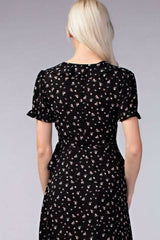 Becca Black Floral Two Piece Midi Dress
