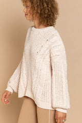 Josie Beige Oversized Knit Sweater