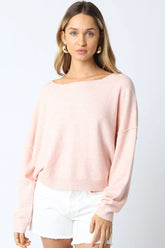Cecily Light Pink Slouchy Pullover Sweater