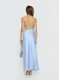 Normanby V Neck Tie Detail Maxi Dress Blue