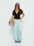 Salona Satin Straight Leg Pants Jelly Mint