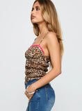 Money Maker Ruched Cami Top Leopard Pink