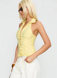 Dress You Up Tie Up Top Lemon Pinstripe