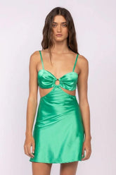 Jamie Green Satin O Ring Dress