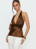 Salyra Satin Halter Top Chocolate