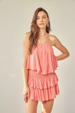 Monaco Milky Pink Strapless Ruffle Romper