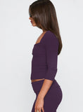 So American Rib 3 4 Sleeve Top Purple