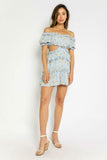 Maya Blue Floral Off the Shoulder Mini Dress