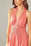 Tracie Pink Halter Romper