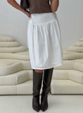 Snowflakes Tie Side Midi Skirt White