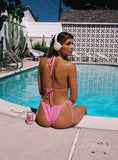 Nevaeh Triangle Bikini Top Pink Stripe
