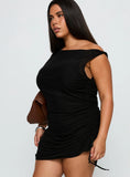 Bella Luna Ruched Mini Dress Black Curve