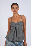 Gracie Black Gingham Babydoll Twist Top