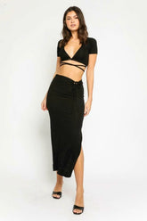 Style Iconic Black Two Piece Midi Dress