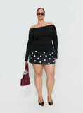 Breiann Lace Off Shoulder Long Sleeve Top Black Curve
