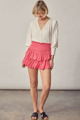 Moonlight Hot Pink Ruffled Mini Skirt