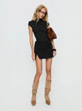 Off Kilter Split Mini Skirt Black