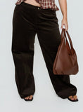 Kenza Wide Leg Corduroy Pant Brown Curve