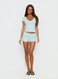 Daily Define Deep V Short Sleeve Top Icy Blue