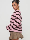 Jacquette Knit Sweater Pink Brown
