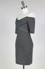 Movin On Baby Off The Shoulder Striped Bodycon Dress