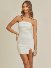 On My Mind White Strapless Mini Dress